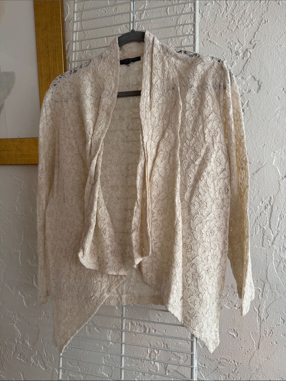 Alberto Makali Cream Lace Open Cardigan
